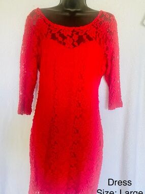 Women's Red Lace Sheath Dress - Elegant Cocktail